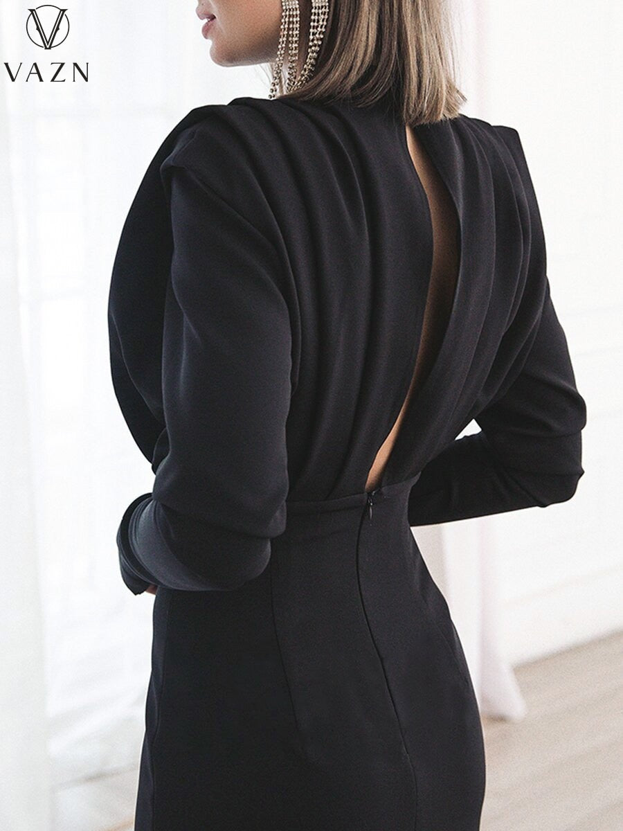 Full Sleeve Backless High Waist Maxi Dress