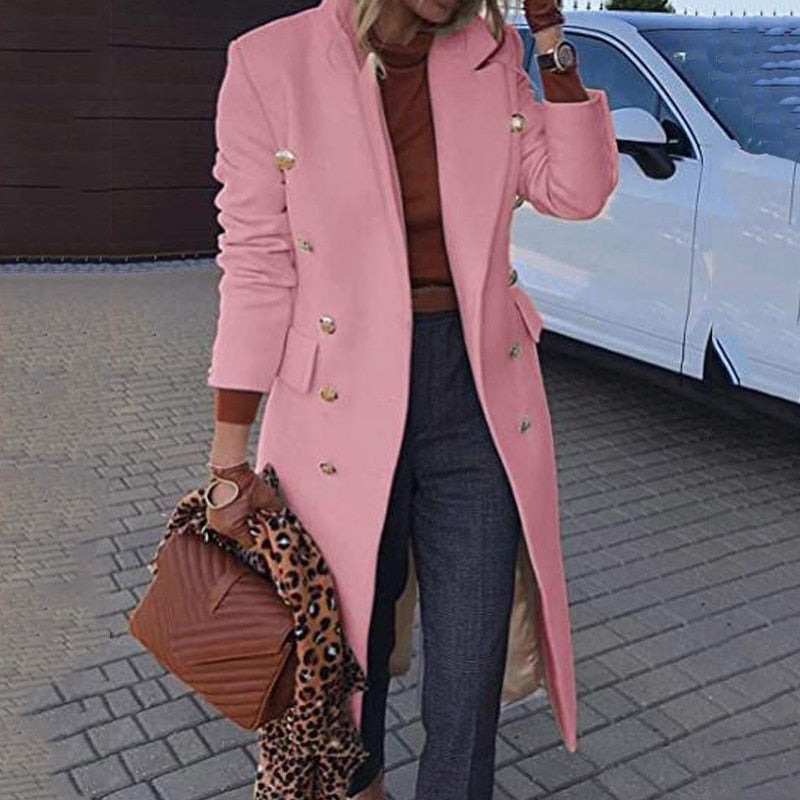 Chic Double Breasted Blazer Overcoat