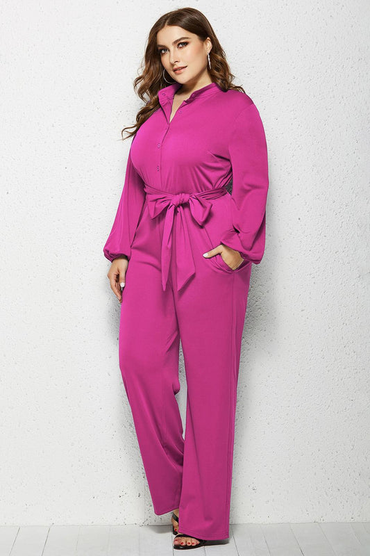 Elegant Wide Leg Long Sleeve Bandage Jumpsuit