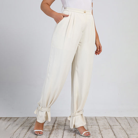 Fly Knot Hem High Waist Carrot Pants