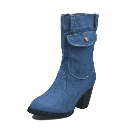 Blue Jeans Mid-rise Rome Vintage Mid Heel Boots