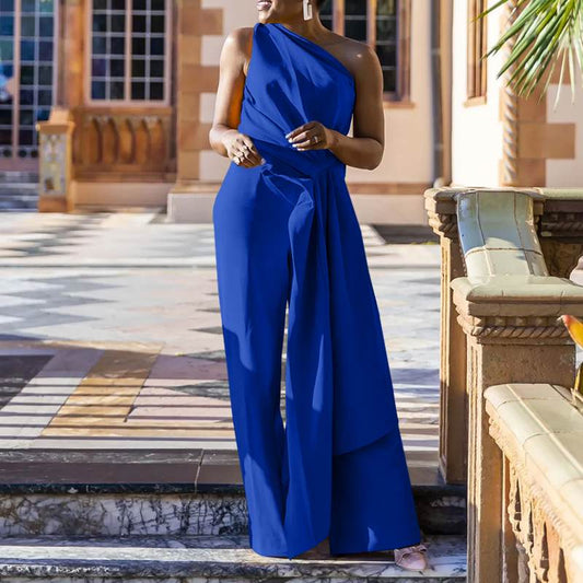 Off Shoulder Pleated Sleeveless Jumpsuit