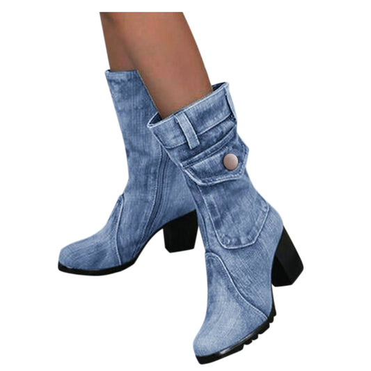 Blue Jeans Mid-rise Rome Vintage Mid Heel Boots