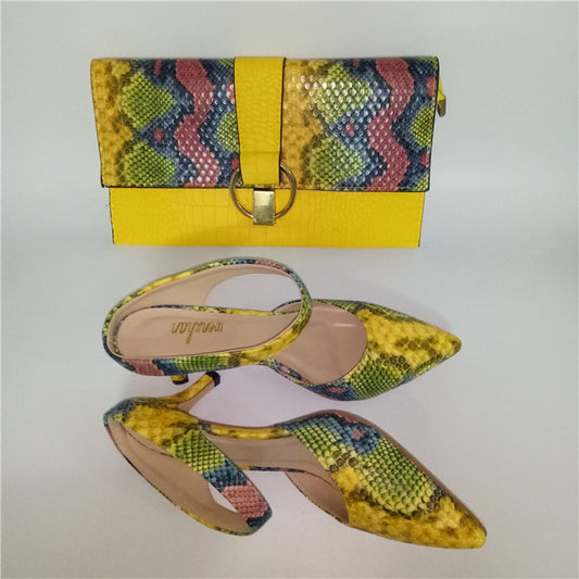 Printed Leather Bag With Matching Heels