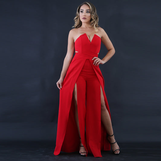 Elegant Wrap Wide-leg Jumpsuit