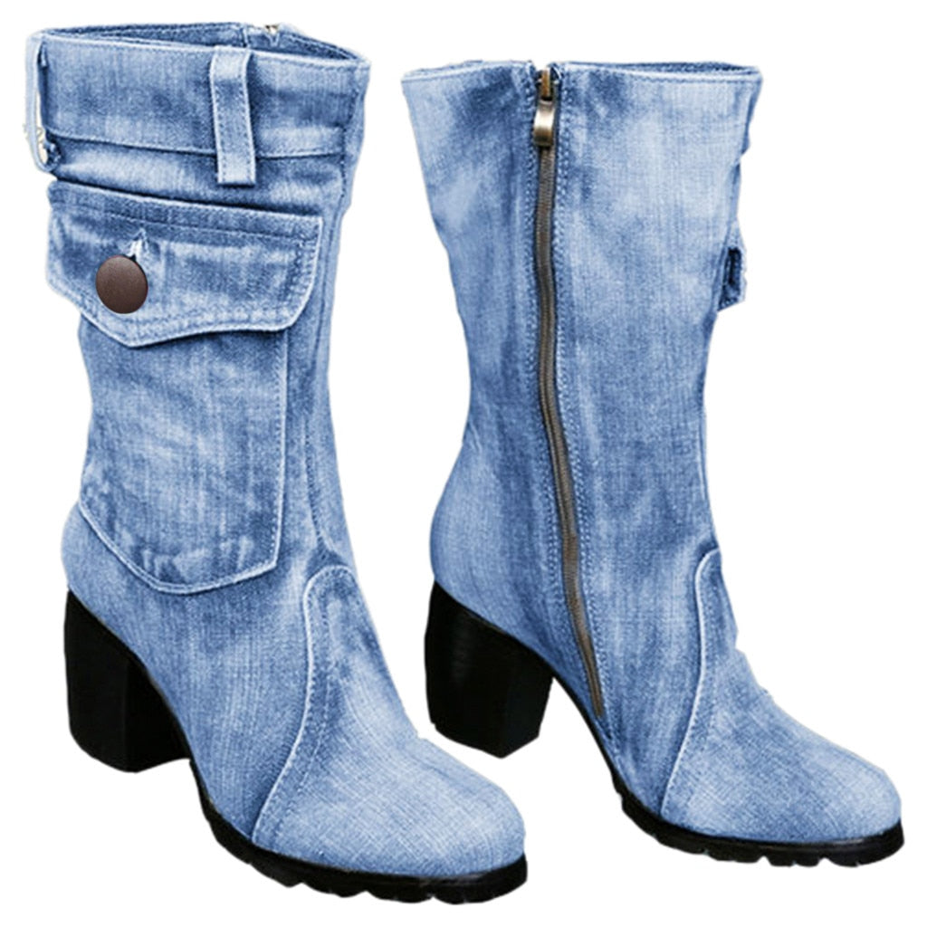 Blue Jeans Mid-rise Rome Vintage Mid Heel Boots
