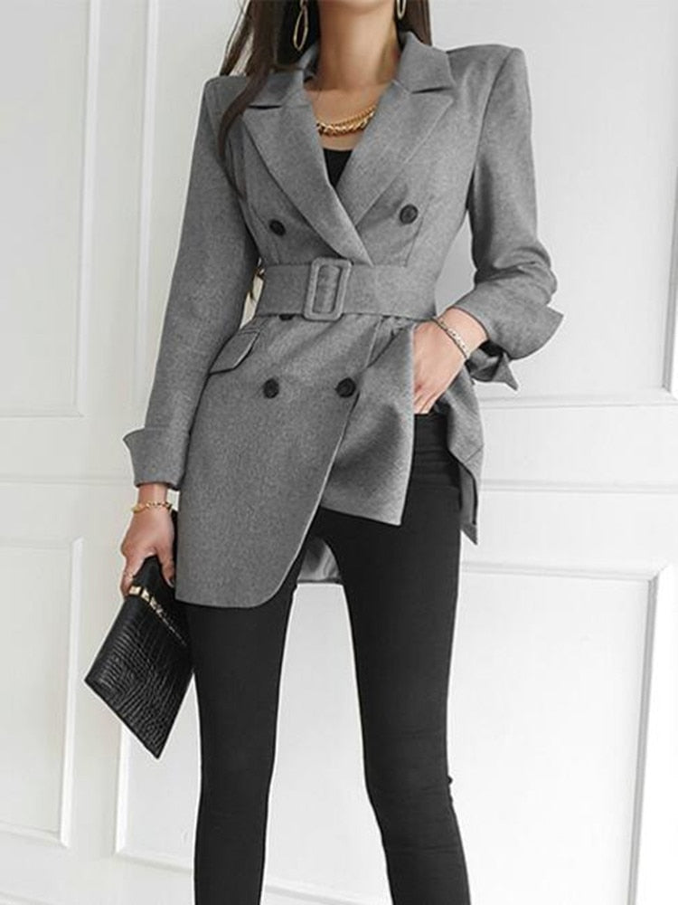 Double-Breasted Button Blazer With Blazer