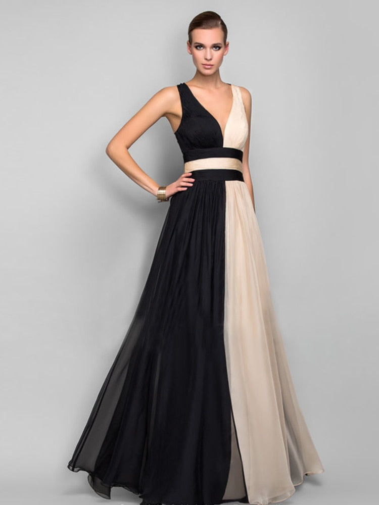 V-neck Backless Evening Dress