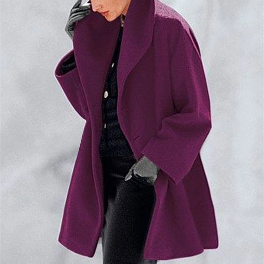 Long Sleeve Open Stitch Solid Wool Coat