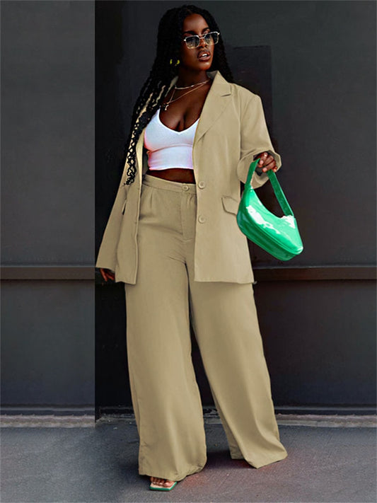 Two Piece Blazer And Fall Flare Leg Pants Suit