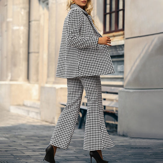 Two-Piece Plaid Front Split Suit