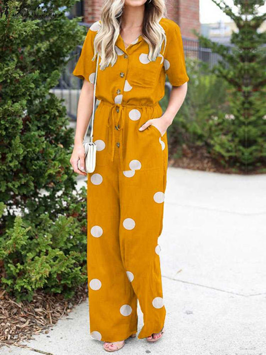 Bohemian Polka Dot Print Jumpsuit