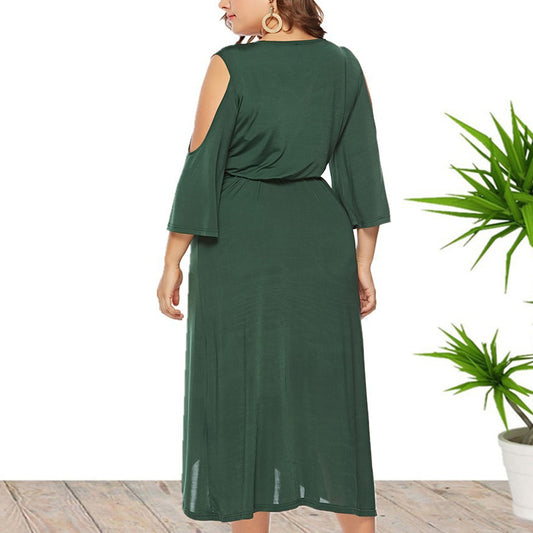 V-Neck Cold Shoulder Dress