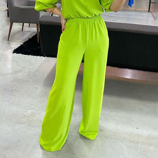 Casual Off-The-Shoulder Mid Sleeve Elastic Waist Wide Legs Pants Romper