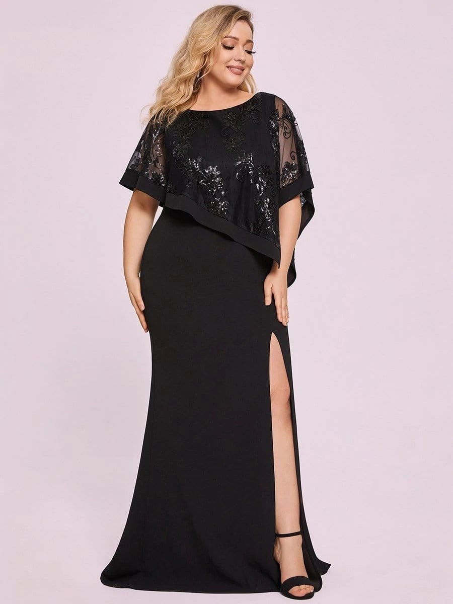 O-Neck Half Sleeves Straight Floor-Length Dress