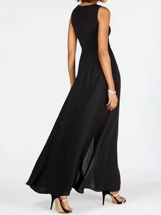 O-Neck Sleeveless Long Dress Blouse And Pants Set