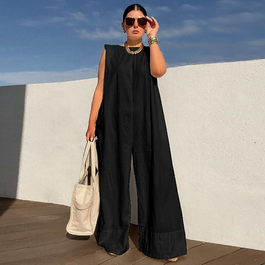 Tank Sleeve Wide Leg Jumpsuits