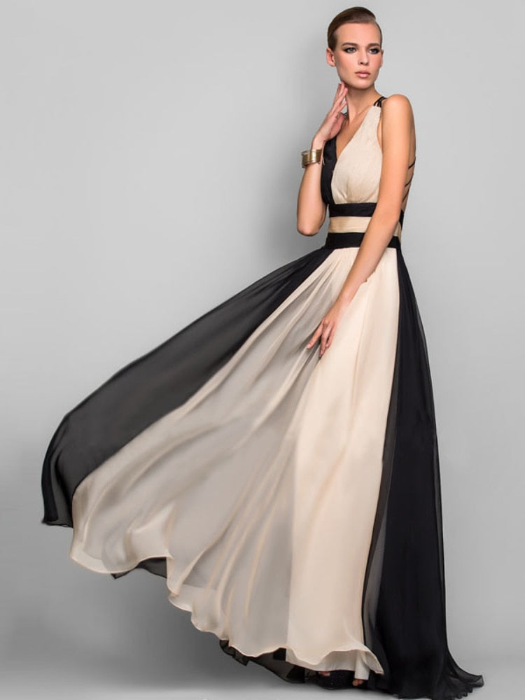 V-neck Backless Evening Dress