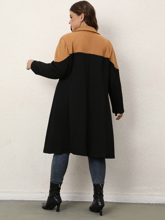 Color Block Pocket Trim Midi Coat