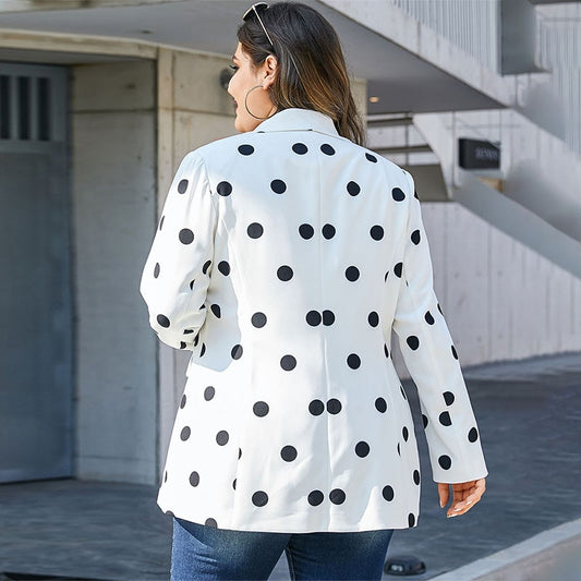 Polka Dot Pocket Vintage Long Sleeve Blazer