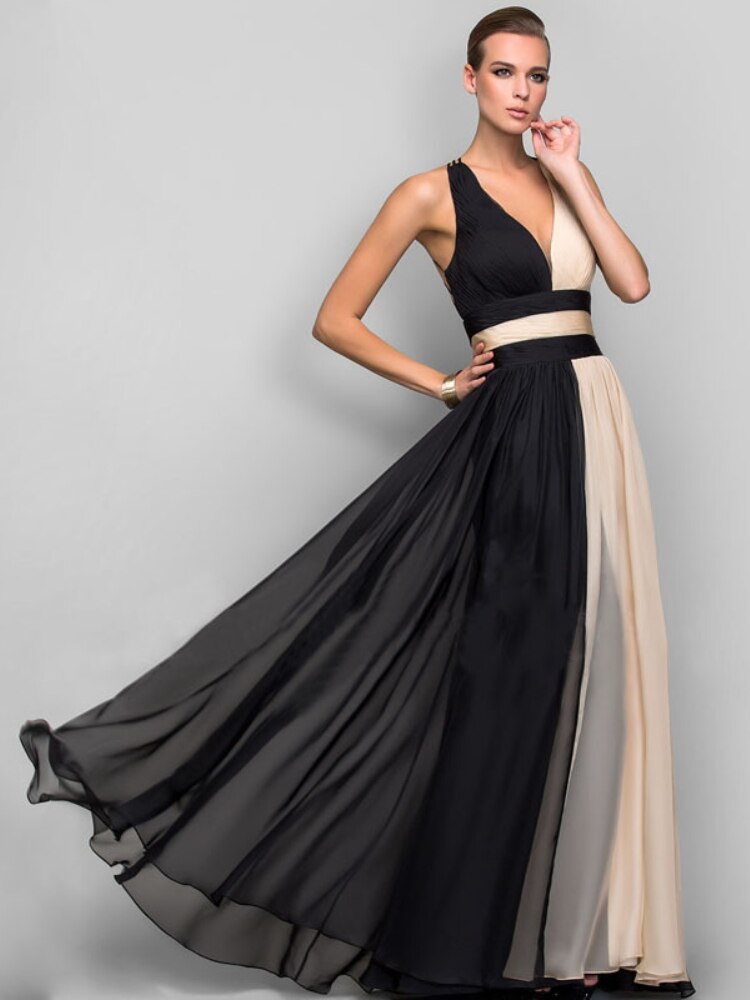 V-neck Backless Evening Dress