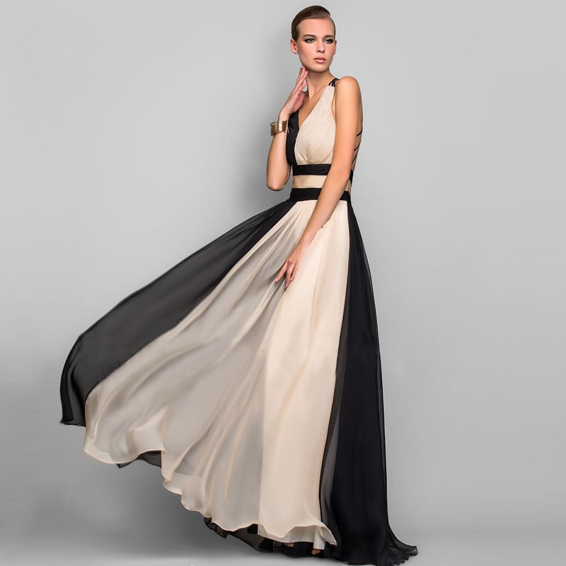 V-neck Backless Evening Dress