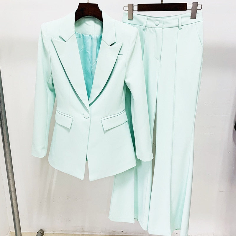Single Buttons Flared Pants Blazer & Pants Formal Suit