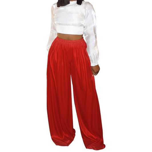 Elastic Waist Bronzing Wide-leg Pants