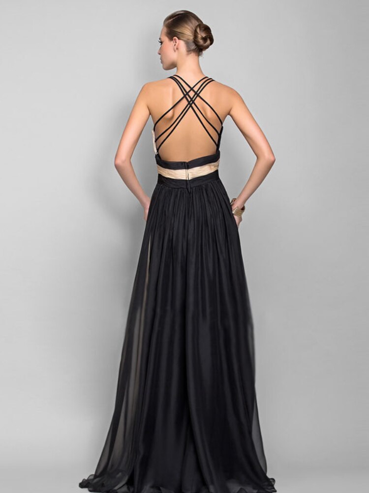 V-neck Backless Evening Dress