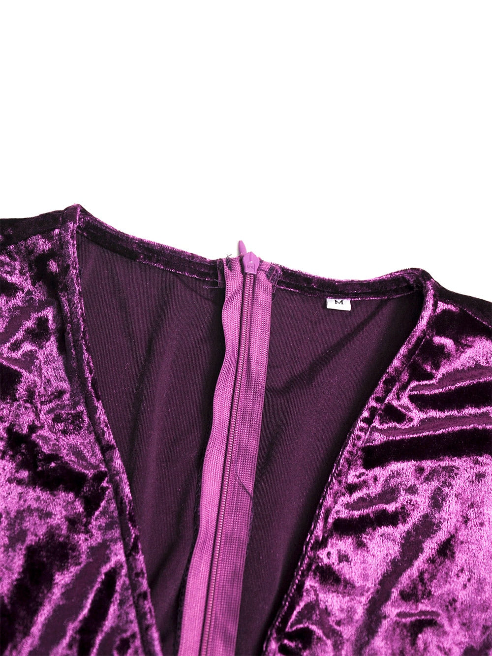 Velvet Sequin Tunic Cuff V-Neck Split Hem Dress