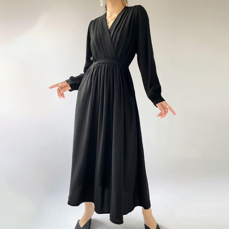 V-Neck Vintage Maxi Dress