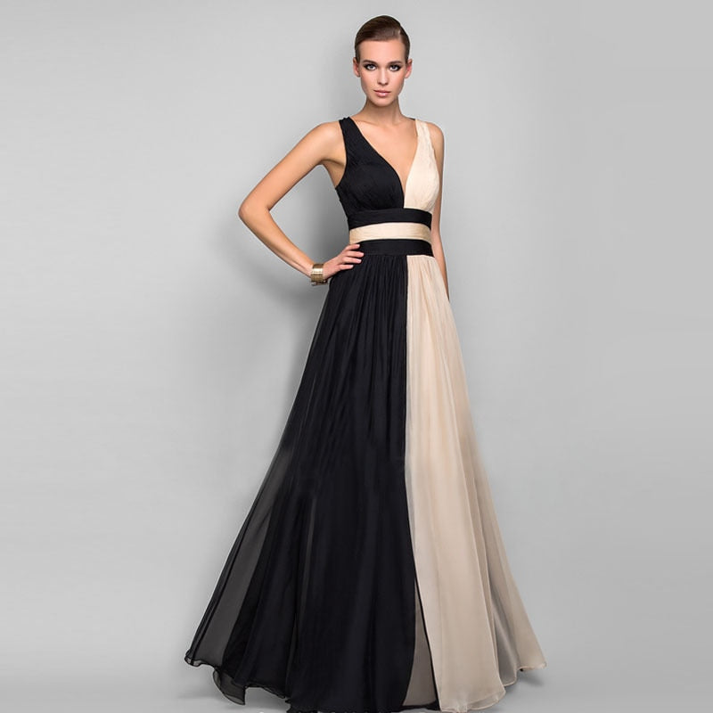 V-neck Backless Evening Dress