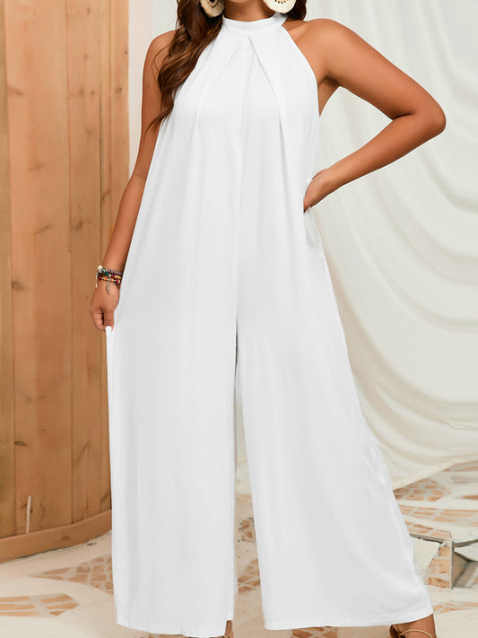 Sleeveless Halter Neck Wide Leg Jumpsuit