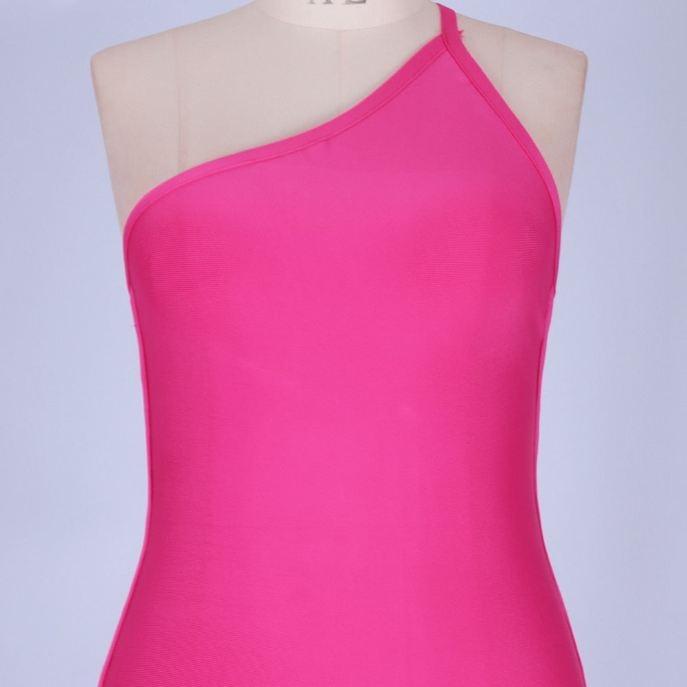 One Shoulder Plus Size Rose Bandage Dress