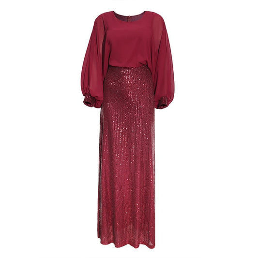 Sequin Evening Fall Sleeve Dress