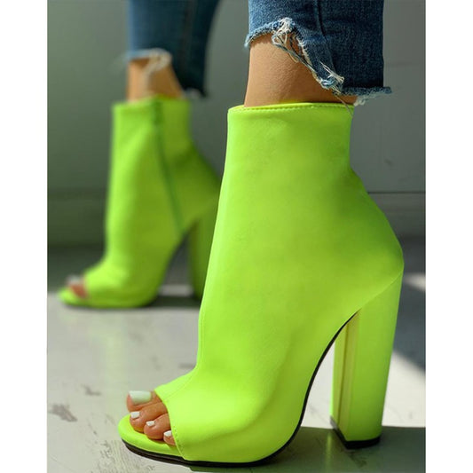 Serpentine Zipper High Heels Sandal Boots