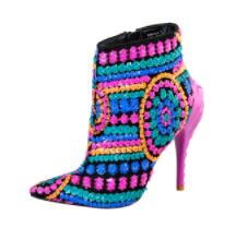 Sequined Bling Paillette Pointed Toe High Heels Ankle Boots