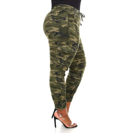 Camouflage Printed Cargo Drawstring Pants