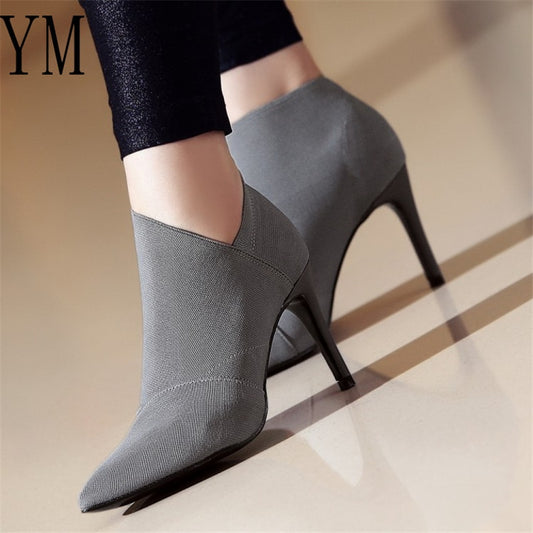 Suede Cloth High-Heeled Boots