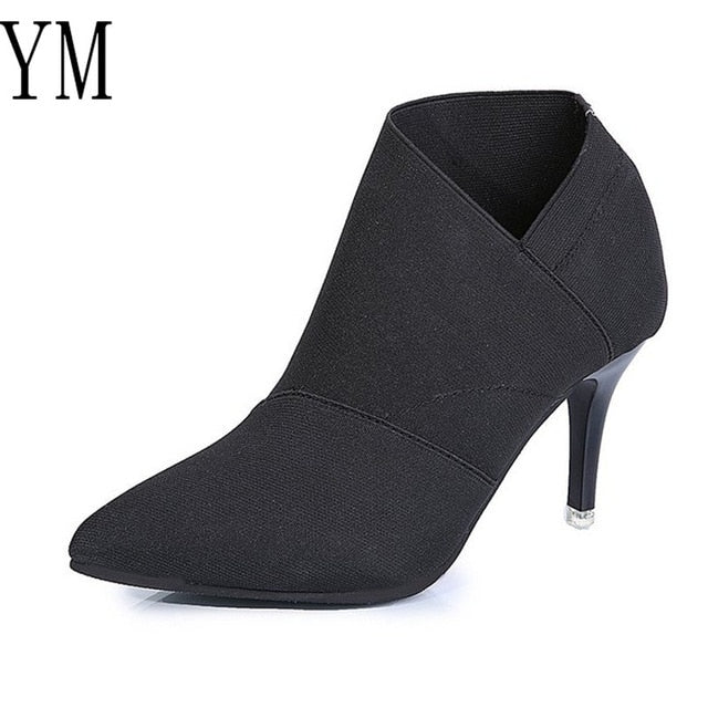 Suede Cloth High-Heeled Boots