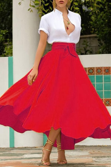 Pleated Cocktail High Waist Skirt With Pocket