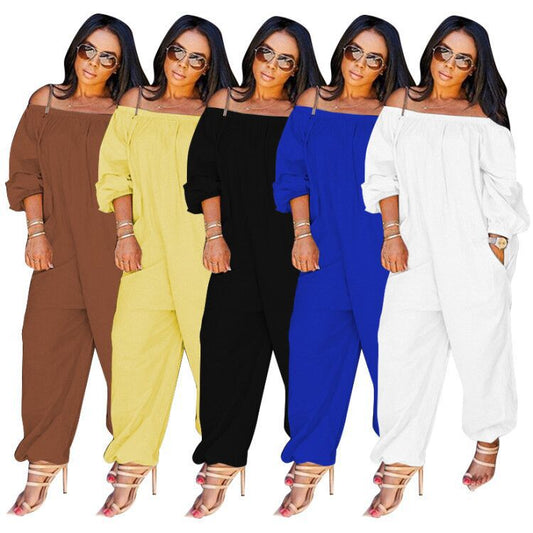 Long Sleeve Casual Strapless Jumpsuit