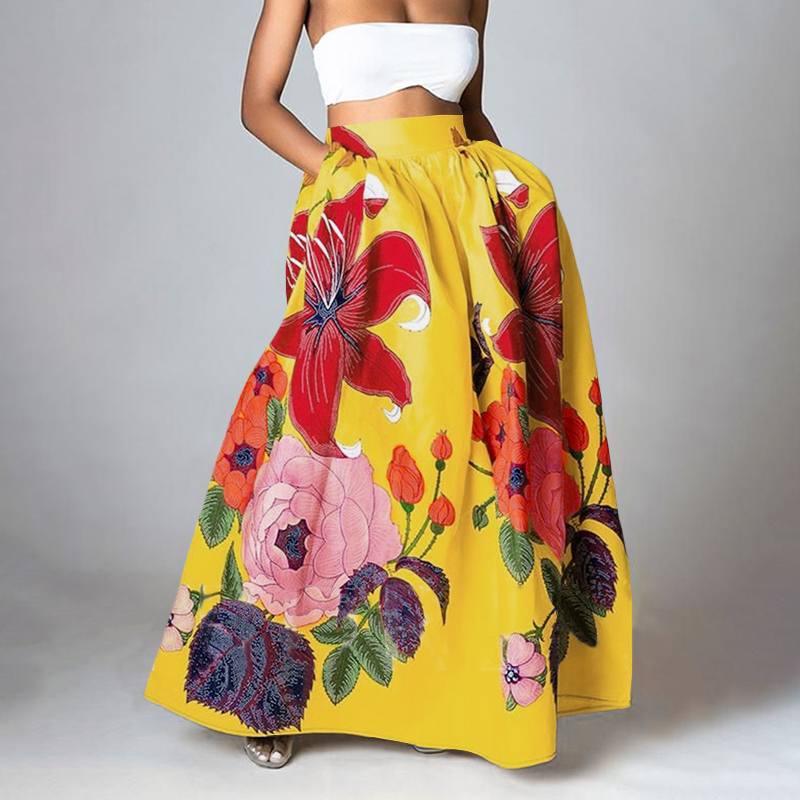 Bohemian Floral Printed High Waist Maxi Skirts