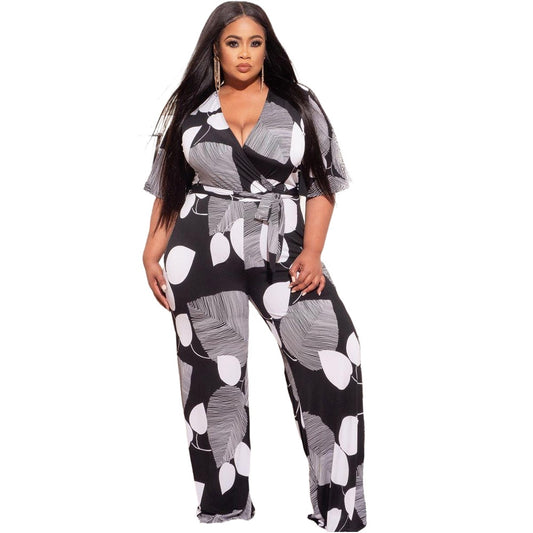 Polk-a-Dot  Wide Leg with Belt Jumpsuit