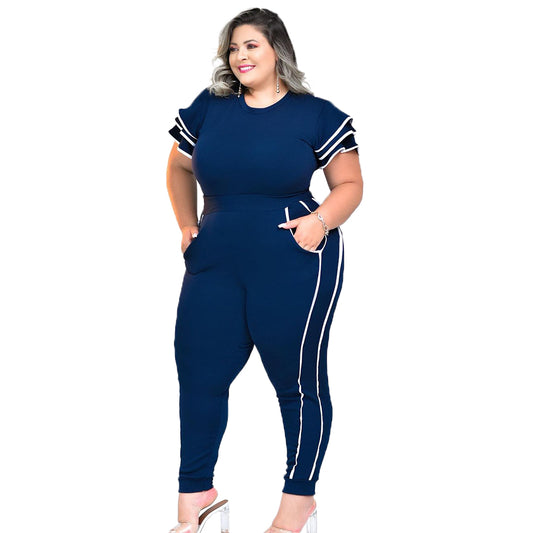 Two Piece Vintage Ruffle Sleeve Tracksuit Sets