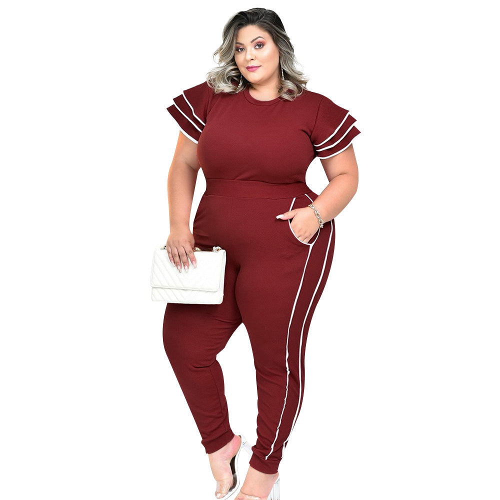 Two Piece Vintage Ruffle Sleeve Tracksuit Sets