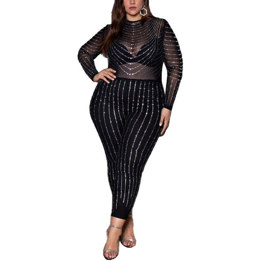 Elegant Mesh Full Sleeve Jumpsuit