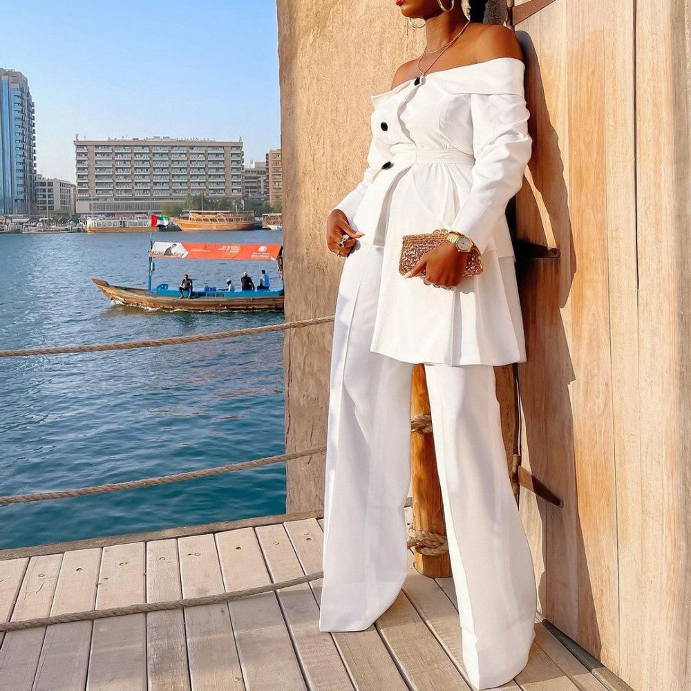 Two-piece Elegant Long Sleeve Blazer And Pants Suit
