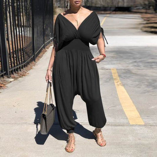 Deep V Neck Jumpsuit