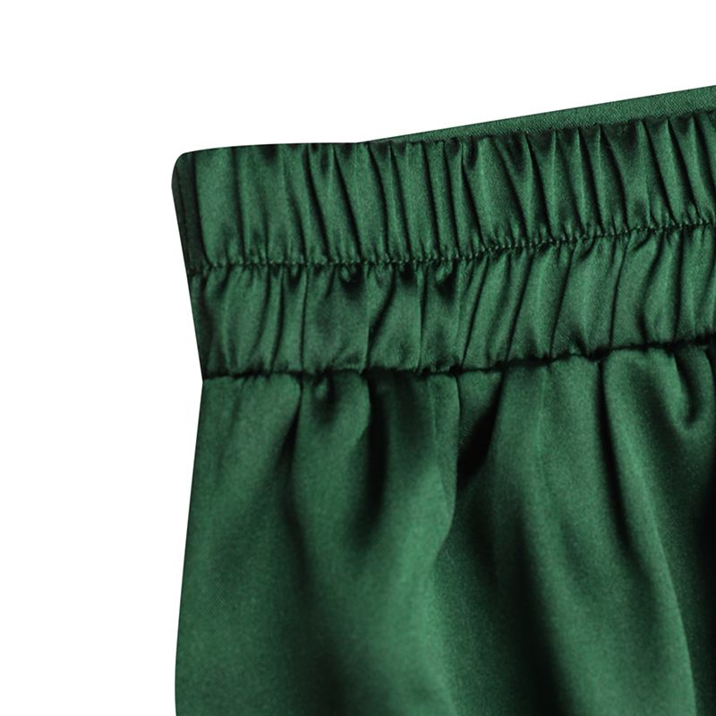 Satin Elegant Elastic High Waist Casual Pleated A-line Skirt